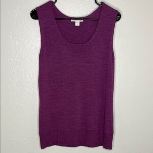 Knit Tank Top Merino Wool Blend Eggplant Coldwater Creek - Size L